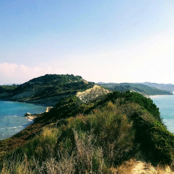 hill top with large water bodies on both sides